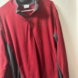 Columbia Men's Red and Gray Zip Up Sweater